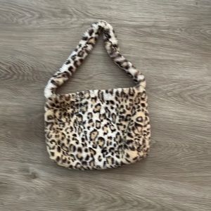Y2K cheetah print fuzzy bag